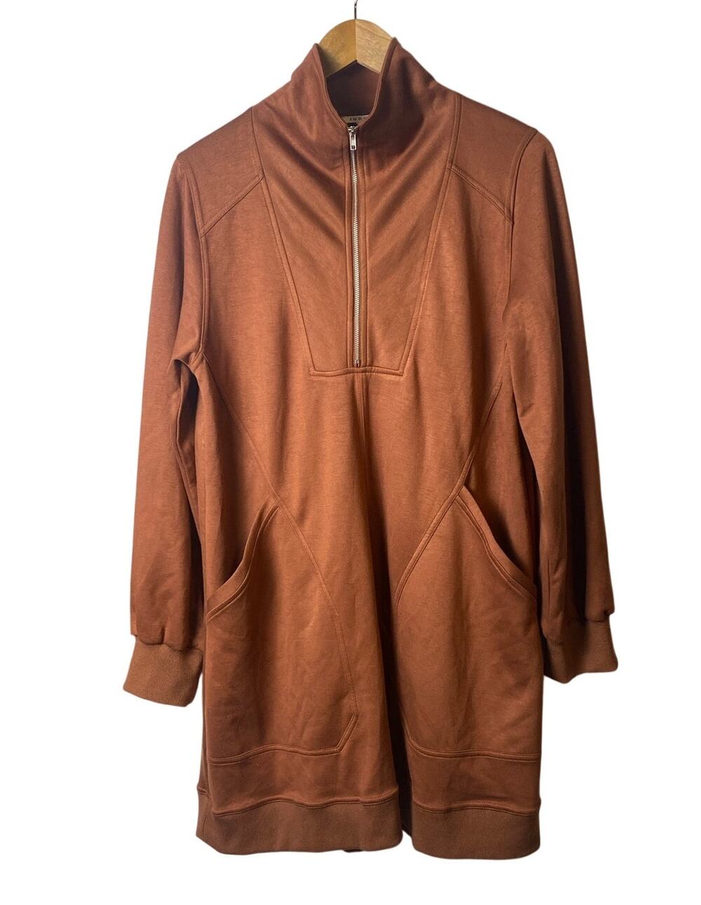 Jodifl Burnt Orange Mock Neck Sweatshirt Dress Women's Size Medium NWT